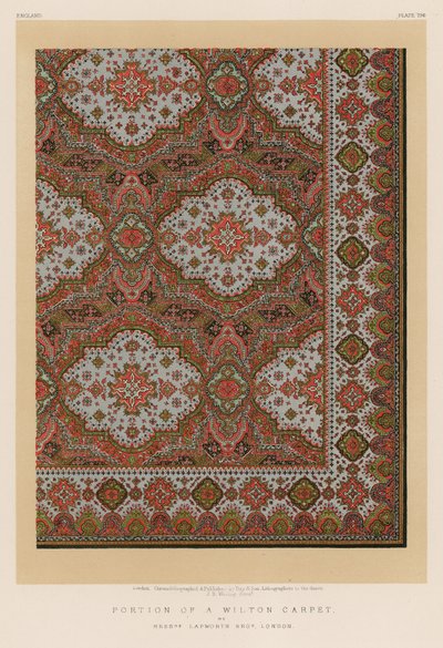 Porção de um Wilton Carpet por Srs. Lapworth Bros, Londres de English School