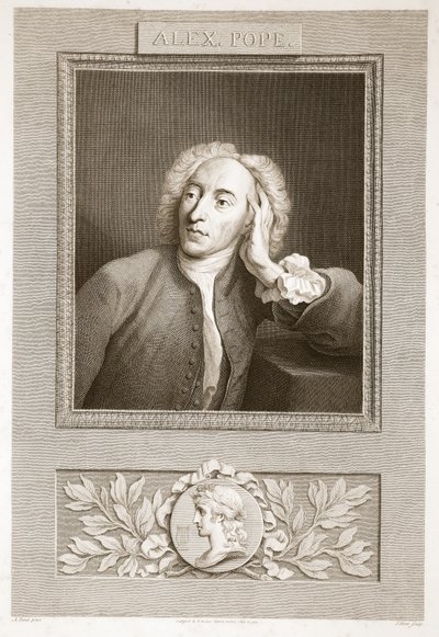Retrato de Alexander Pope, ilustração de David Humes a história de Inglaterra, bar. por R. Bowyer, Londres, 1812 de English School