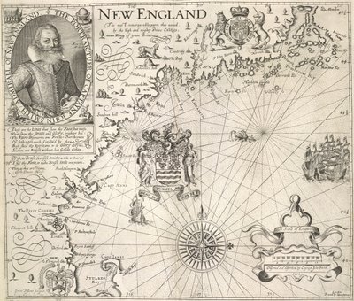 Retrato do capitão John Smith. Uma foto da costa da Nova Inglaterra, em 