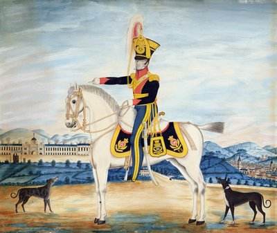 Retrato do Capitão William Manfull em Traje Militar Completo, 1822 (wc, guache e lápis sobre papel) de English School
