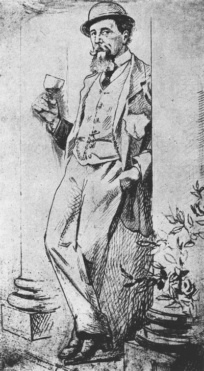 Retrato de Charles Dickens (1812-1870), de Drinking with Dickens escrito por Cedric Charles Dickens de English School
