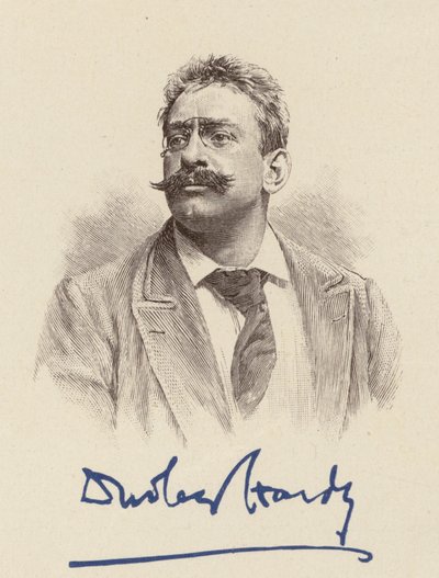 Retrato de Dudley Hardy, carticaturista (litografia a cores) de English School