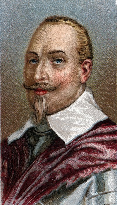 Retrato de Gustavus Adolphus da Suécia - Retrato de Gustave II Adolphe King of Sweden (1594-1632) - Da série "Leaders of Men" - Chromolithography - Escola Inglesa, século XX - de English School