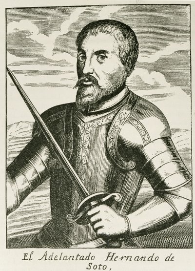 Retrato de Hernando de Soto (c.1496-1542) de &39;A História Narrativa e Crítica da América&39;, editado por Justin Winsor, Londres, 1886 de English School