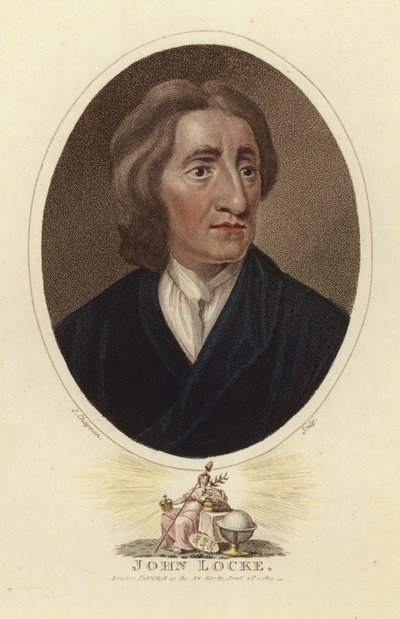 Retrato de John Locke (gravura a cores) de English School