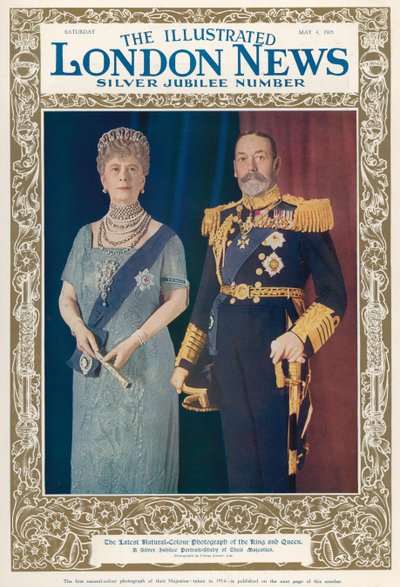 Retrato do Rei George V (1865-1936) e Rainha Maria (1867-1953) de The Illustrated London News, 4 de maio de 1935 de English School