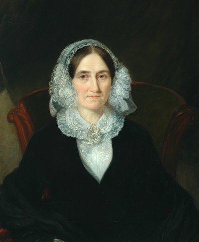 Retrato de senhora com lacy headdress de English School