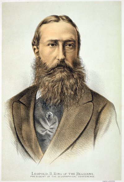 Retrato de Leopoldo II (1835-1909), rei da Bélgica (1865-1909) de English School