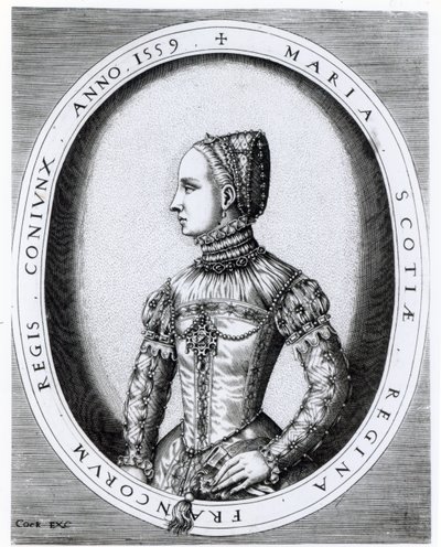 Retrato de Maria Rainha dos Escoceses (1542-87) gravado por Hieronymus Galo (c.1510-70) 1559 de English School