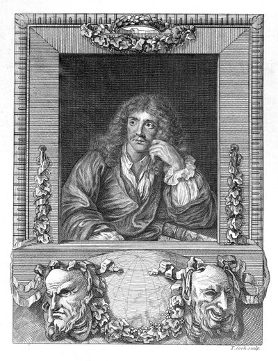 Retrato, de, Moliere, (engraving), (bw, photo) de English School
