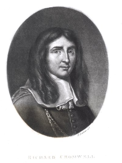 Retrato de Richard Cromwell (1626-1712), gravado por Richard Earlom (1743-1822), de "Ilustres Personagens da História Britânica" (mezzotint) de English School