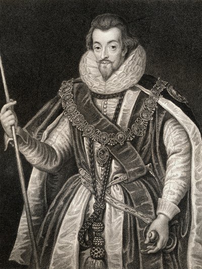 Retrato de Robert Cecil, 1º Conde de Salisbury (1563-1612), de Lodges British Portraits, 1823 de English School