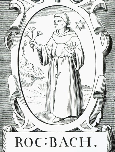Retrato de Roger Bacon (c.1220-92), ilustração da Ciência e Literatura na Idade Média e do Renascimento, escrita e gravada por Paul Lacroix, 1878 de English School