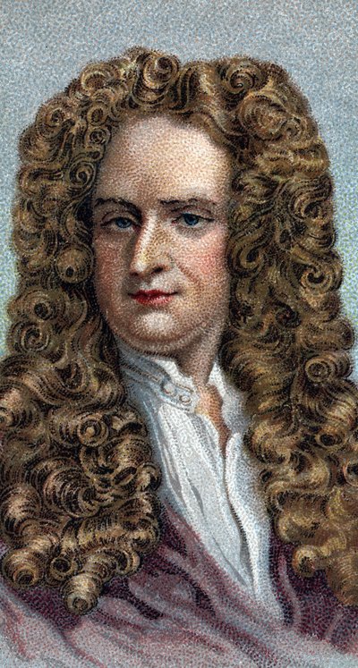Retrato de Sir Isaac Newton 1642-1727, físico e matemático inglês - Da série "Leaders of Men" - Chromolithography - Escola Inglesa, século XX - de English School