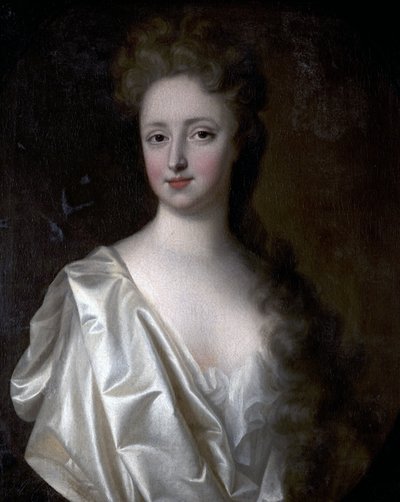 Retrato, de, um, mulher jovem, em, cetim branco de English School