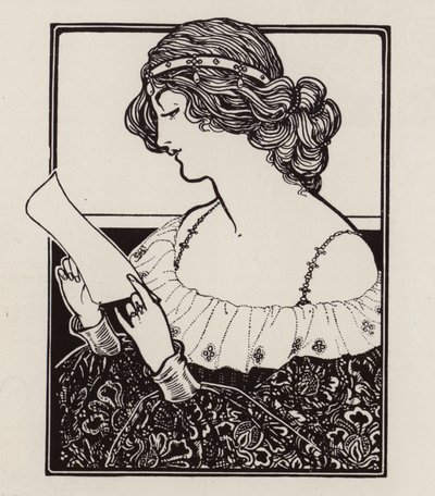 Retrato de uma mulher que lê uma carta (litho) de English School
