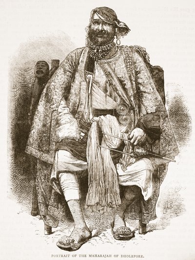 Retrato, de, a, marajá, de, Dholepore, ilustração, de, cassells, ilustrado, história, de, inglaterra de English School