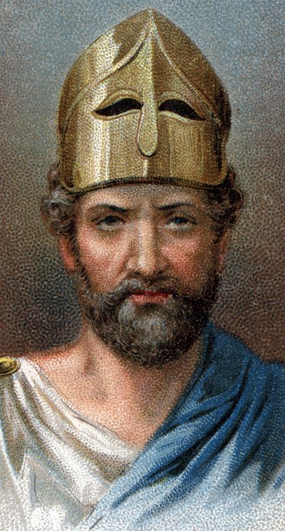 Retrato do general grego e político Péricles (494-429 a.C.) - Da série "Leaders of Men" - Chromolithography - Escola Inglesa, século XX - de English School