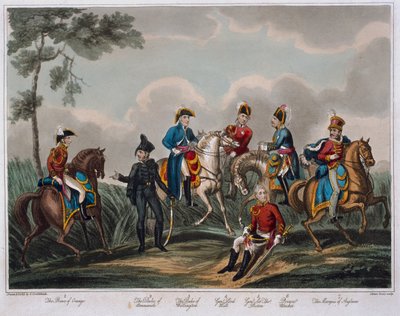 Retratos dos oficiais gerais, de uma conta histórica da batalha de Waterloo, publicada por M. Colburn, 1817 (aquatint colorido) de English School