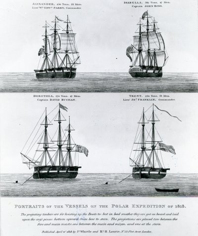 Retratos dos Vasos da Expedição Polar de 1818 (gravura) de English School