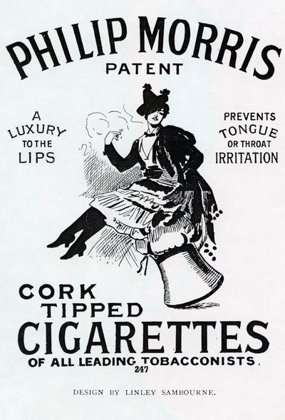 Poster para cigarros Philip Morris, desenhado por Linsay Sambourne, 1896 de English School