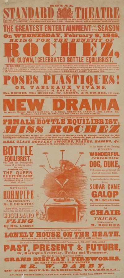 Cartaz para o Royal Standard Theatre, 9 de fevereiro de 1848 de English School
