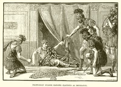 Guardas pretorianos saudando Claudius como imperador de English School