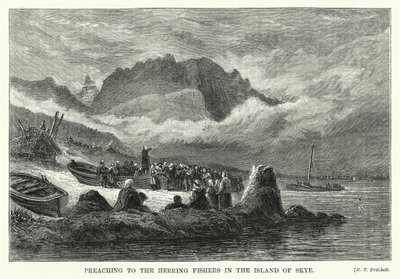 Pregação para os Pescadores de Arenque na Ilha do Skye (gravura) de English School