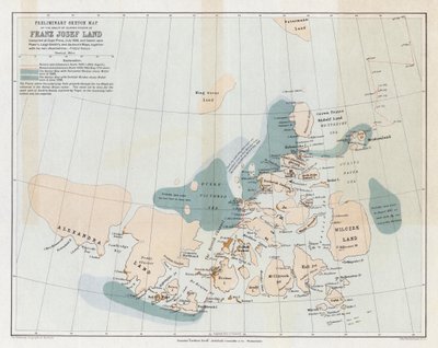 Mapa de esboço preliminar do grupo de ilhas conhecidas como Franz Josef Land de English School