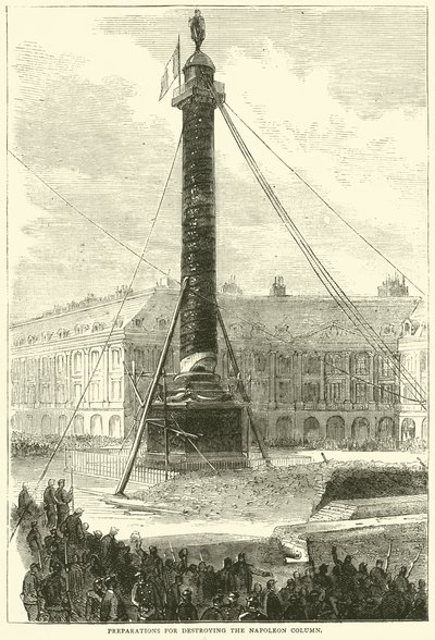 Preparativos para destruir a coluna de Napoleão, abril de 1871 de English School