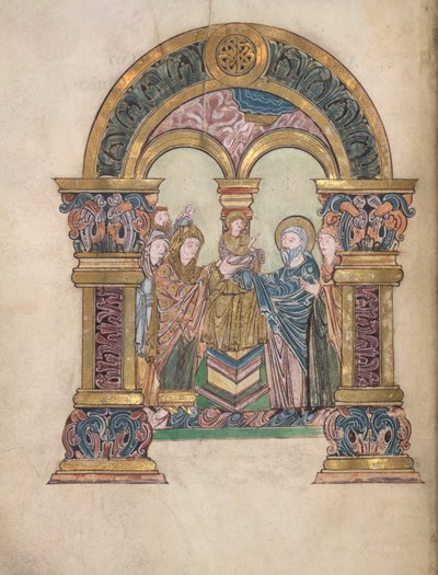 Apresentação no Templo, Add. 49598, f.34v, da Beneditorial de St Aethelwold, 971-984 (velino) de English School