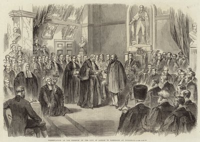 Apresentação da liberdade da cidade de Londres a Garibaldi em Guildhall de English School