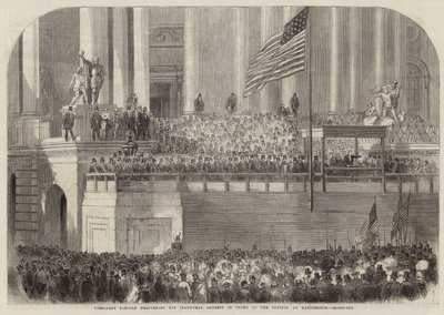 Presidente Lincoln entregando seu discurso inaugural de English School