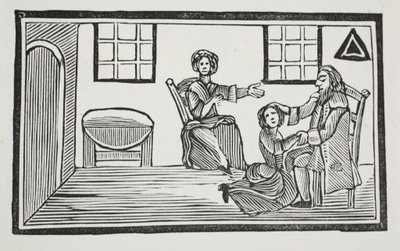 Bessie bonita que recebe sua bênção dos pais ao ir procurar seu próprio sustento, ilustração dos Chapu-livros do século XVIII por John Ashton, bar. 1882 de English School