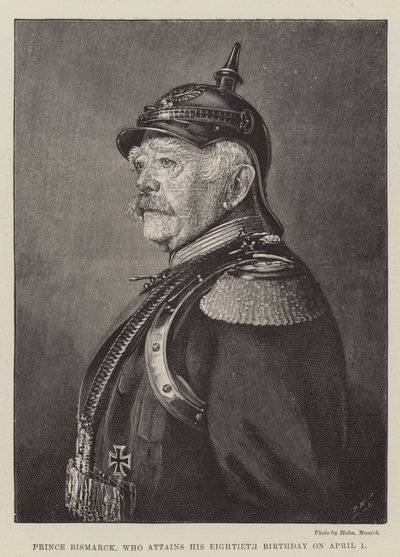 Príncipe Bismarck, que completa oitenta anos no dia 1 de Abril (gravura) de English School