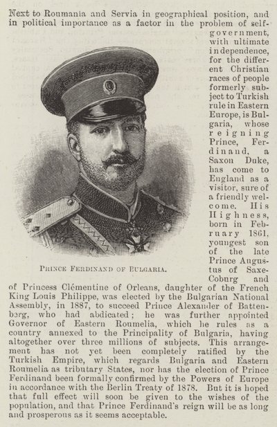 Príncipe Fernando da Bulgária (gravura) de English School