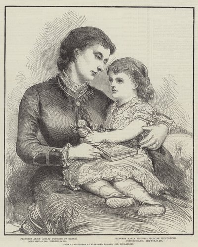 Princesa Alice e sua filha (gravura) de English School