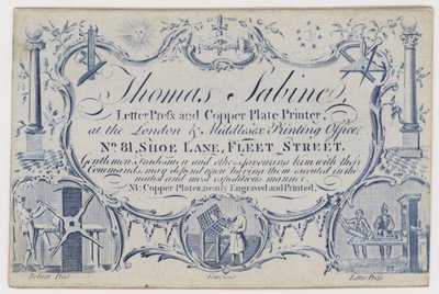 Impressora, Thomas Sabine, cartão comercial de English School
