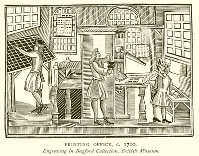 Escritório de impressão, c. 1710 de English School