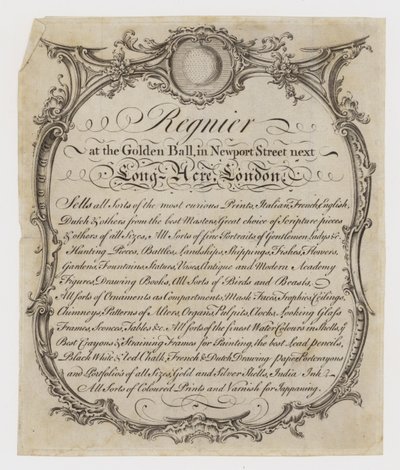 Printseller, Regnier, cartão de comércio de English School