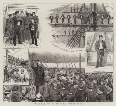 Prémio Dia a Bordo HMS Worcester (gravura) de English School