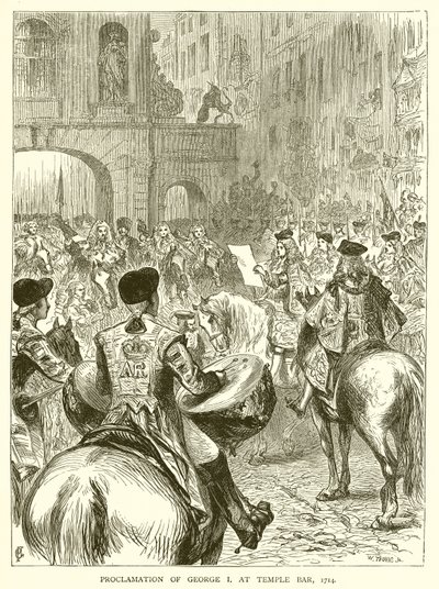 Proclamação de George I em Temple Bar, 1714 de English School
