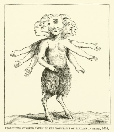 Monstro prodigioso tomado nas montanhas de Zardana na Espanha, 1655 de English School
