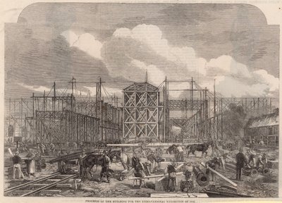 Progresso na construção da exposição internacional de 1862 de English School