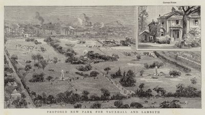 Proposta de Novo Parque para Vauxhall e Lambeth (gravura) de English School