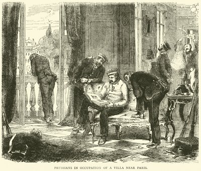 Prussianos na ocupação de uma vila perto de Paris, outubro de 1870 de English School