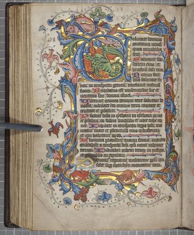 Psalter com calendário de uso Sarum, Fol 72 verso, c.1425-75 (tinta, tinta e ouro sobre velino) de English School