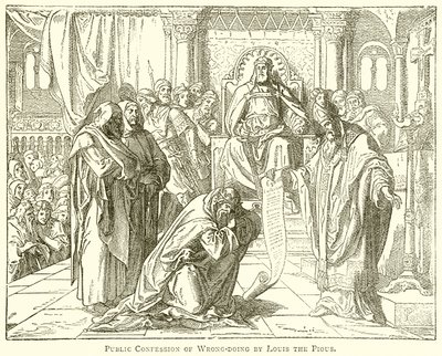 Confissão pública de injustiça por Louis the Pious de English School