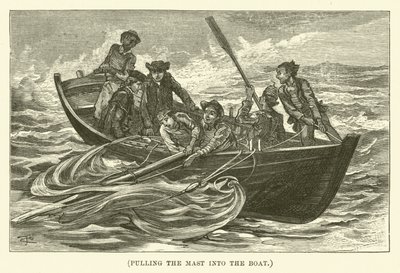 Puxar o mastro para dentro do barco (gravura) de English School