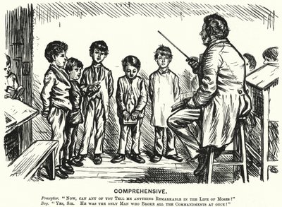 Soco cartoon: Abrangente - lição de educação religiosa (gravura) de English School